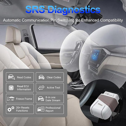 OBD2 Scanner Bluetooth, Engine AT ABS SRS Diagnostic Tool for iOS Android, Private Protocol Automotive Diagnostic Tool, Car Code Analysis Repair Advice with Free App