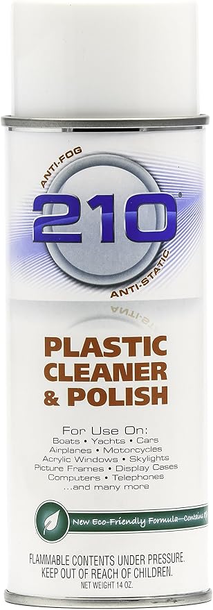 Camco Plastic Cleaner and Polish | Protect Isinglass, PLEXIGLAS, and Vinyl | Spray | 14oz (40934)