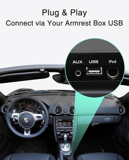 Bluetooth Car Adapter with iPod+USB Y Cable Work for Porsche PCM3.0 System, Bluetooth Adapter for Car Music with High-Definition aptX,aptX-LL,aptX-HD Audio Streaming (PCM3.0)