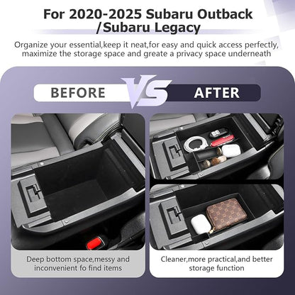 LUWU Outback 2020-2025/Legacy 2020-2025 Accessories Compatible with Subaru Outback/Legacy Center Console Organizer Armrest Console Storage Box Insert Tray ABS Material Black Coin Container 2-Pack