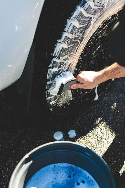 Detail Factory - ProGrip XL Tire Brush - Ergonomic ProGrip Handle - Stiff Synthetic Bristles to Cut Through Grime - Grey and Black