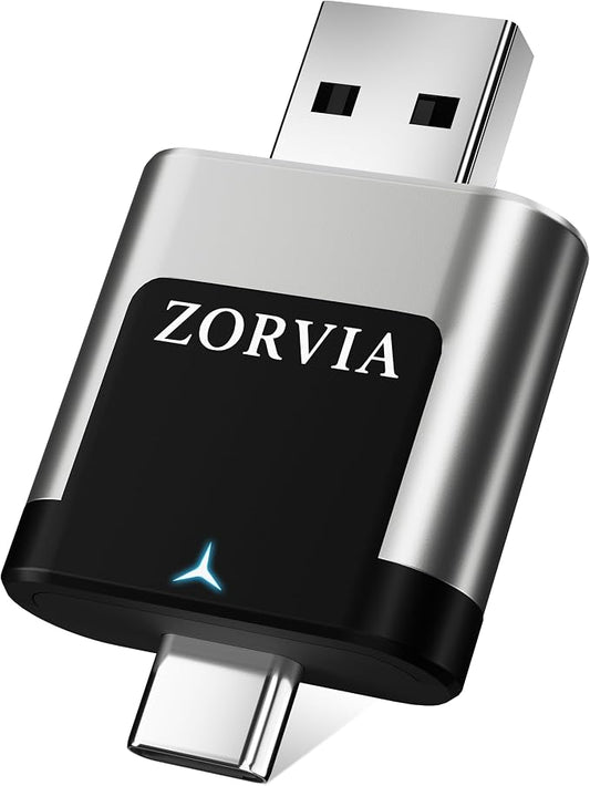 ZORVIA Wireless CarPlay Adapter for iPhone & Android Auto 2026 Upgraded - Convert Wired CarPlay to Wireless, Fast Auto Reconnect, Plug and Play, USB-C & USB-A (Silver)