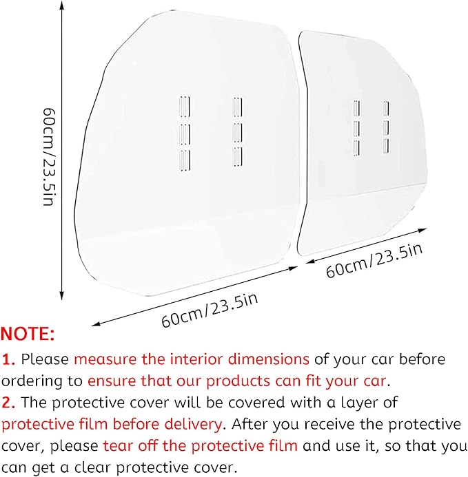 Car Taxi Partition Sneeze Guard, Transparent Plexiglass Barrier with Hook and Loop Strap Acrylic Partition Isolation Protective Shield