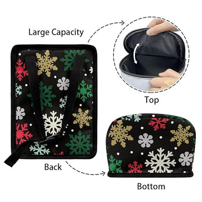 Colored Snowflake Pattern Car Trash Can Leakproof Garbage Bag with Lid and Zipper 1.2Gal Trash Bin Hanging for Back Seat Christmas Car Accessories Universal Fit