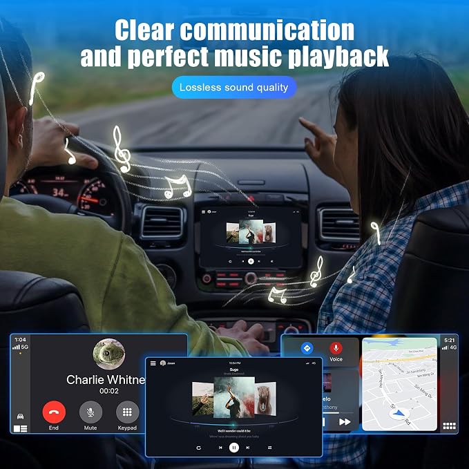 Ciieeo 3-in-1 Wireless Car Adapter with USB a to C Connector for Screen Mirroring Converts Wired to Wireless Compatible with Android Phone Connection for Navigation and Media Streaming