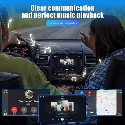 Ciieeo 3-in-1 Wireless Car Adapter with USB a to C Connector for Screen Mirroring Converts Wired to Wireless Compatible with Android Phone Connection for Navigation and Media Streaming