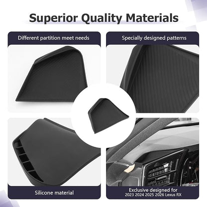 LUWU 2026 RX Dashboard Non-Slip Mat Compatible with 2023 2024 2025 2026 Lexus RX350/RX450/RX500 Accessories Silicone Protective Pad Liner Protective Pad Center Console Liner Mat Black