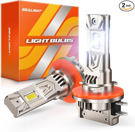 SEALIGHT H11B LED Light Bulbs, 60000 Lumens 1000% Ultra Bright, 6500K White H11B LED Bulb 1:1 Factory Size, Long Lifespan, Plug and Play H8B/H9B Fog Lights, 99% Compatibility Anti-Flicker, Pack of 2