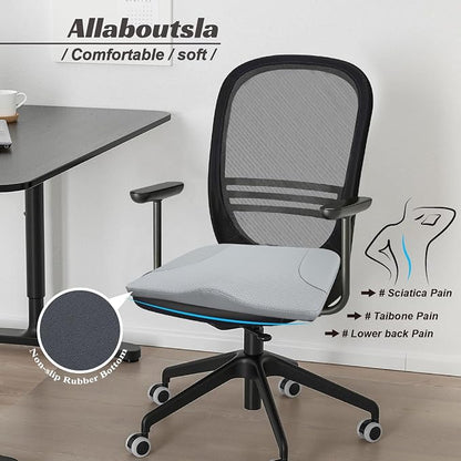 Allaboutsla Car Seat Cushion, Car Seat Cushions for Driving with Comfort Memory Foam - Sciatica & Back Pain Relief, Suitable for Car, Truck, Office Chair (Gray)