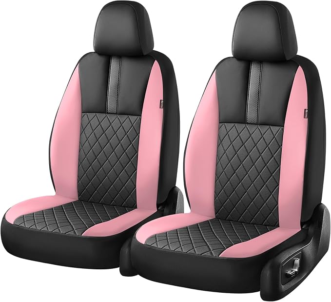 Coverado Car Seat Covers Front Pair, Automotive Leather Seat Covers for Car，Universal Fit Front Back Seat Cover, Non-Slip Waterproof Breathable Car Seat Protector