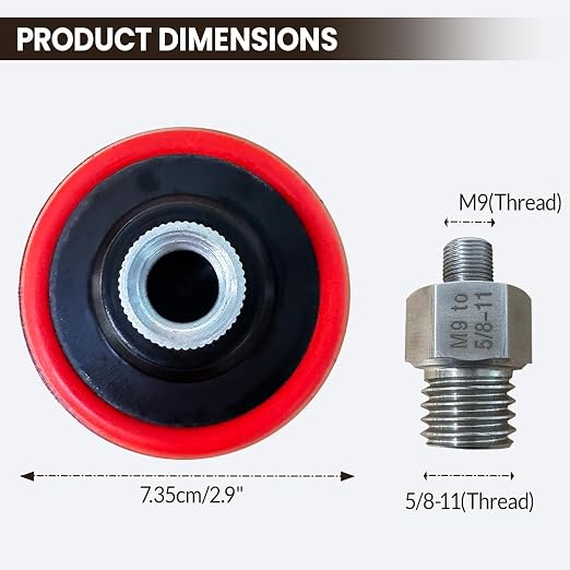 Buffing Polishing Kit for Milwaukee M12 Polisher/Sander,Includes M9 to 5/8-11 Adapter & 3" Backing Pad, Not Including Sponge and Wool Buffing Pads (2pcs)