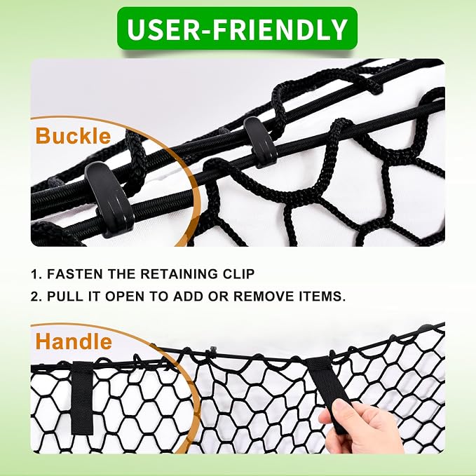 Truck Bed Cargo Net, Universal Fit for Ford F150, Chevy Silverado, GMC Sierra, Heavy Duty Storage Net with Bag