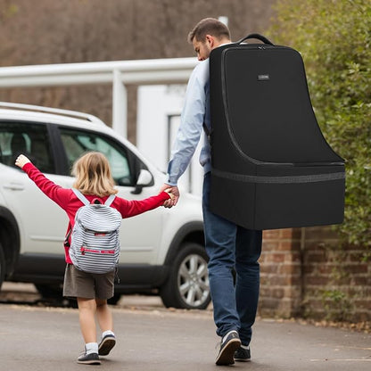 YOREPEK Padded Car Seat Travel Bag for Airplane, Gate Check Carseat Backpack for Air Travel, Baby Travel Essentials for Flying, Car Seat Stroage Cover Bag (All Black)