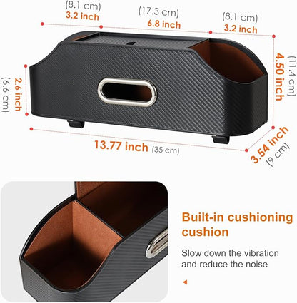 Car Rear Backseat Extra Multifunctional Drink Cup Holder Organizers with Tissue Storage Box Organizer & Hooks for Car Seat Back. imitation carbon fiber texture