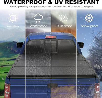 KUIPERAUTO 6.8FT Hard Tri Truck Bed Tonneau Cover Compatible for Ford F250/F350/F450 1999-2026 Super Duty Standard Short Bed 82Inch