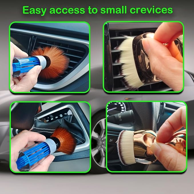 Car Interior Dusting Brush Auto Dust Sweeping Soft Detail Brush Mini Dash Duster for Car Interior Cleaning Brush for Car Air Vent & Dashboard Small Duster Car Detailing Brush Interior 2PCS