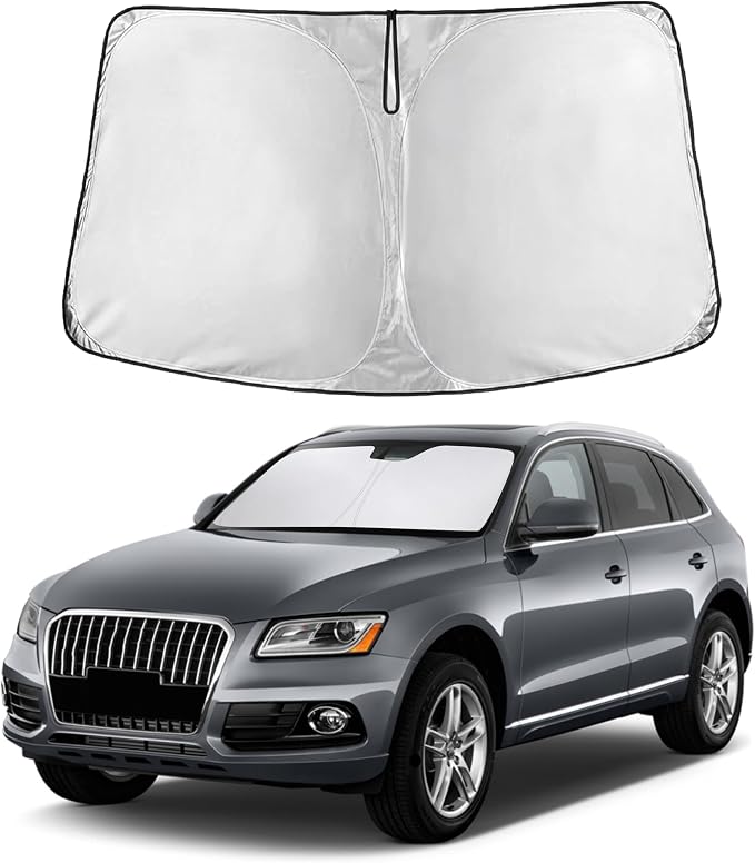 EcoNour Windshield Sunshade Compatible for Audi Q5/SQ5 2009-2015 2016 2017, Sun Visor for Front Windshield & Window Sun Shade Cover, UV Heat Blocker & Protector, Car Accessories