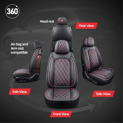 MIROZO Front Seat Covers for Car, Car Seat Covers Waterproof Car Seat Protectors Automotive Seat Covers Vehicle Cushion Cover Breathable Fit for Most Sedan, Truck and SUV (Black and Red,2PCS)