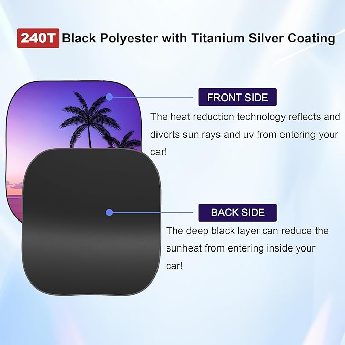 Gven Windshield Sun Shade for Car 2-Piece Foldable Sunshade for Front Windows, Blocks UV Rays, Automotive Interior Sun Protection Car Summer Accessories（Sunset,S）