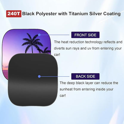 Gven Windshield Sun Shade for Car 2-Piece Foldable Sunshade for Front Windows, Blocks UV Rays, Automotive Interior Sun Protection Car Summer Accessories（Sunset,S）