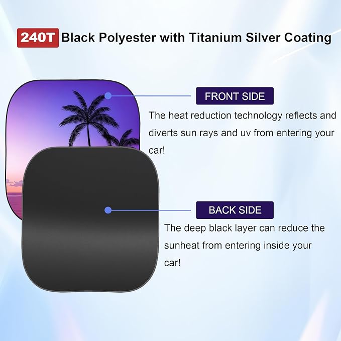 Gven Windshield Sun Shade for Car 2-Piece Foldable Sunshade for Front Windows, Blocks UV Rays, Automotive Interior Sun Protection Car Summer Accessories（Sunset,M）