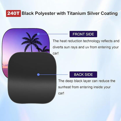 Gven Windshield Sun Shade for Car 2-Piece Foldable Sunshade for Front Windows, Blocks UV Rays, Automotive Interior Sun Protection Car Summer Accessories（Sunset,M）