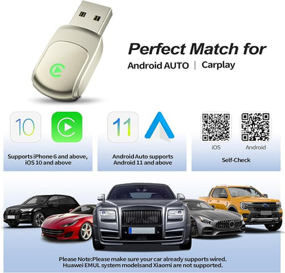 Mini Wireless CarPlay Adapter 2025 Upgrade – Dual-Band WiFi & Bluetooth 5.3, Plug & Play Car Dongle, Auto Connect, Compact Design, OTA Update, Compatible with Cars 2016+ Wired CarPlay/Android Auto