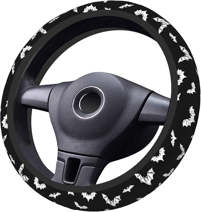 Halloween Bats Steering Wheel Cover for Women & Men – Universal 15 Inch Car Accessories, Non-Slip & Stylish Design, Fits Most Cars, SUVs, and Auto