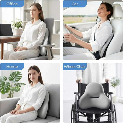 BEBAS Ergonomic Lumbar Support Pillow for Car, Memory Foam Back Support for Driving, Lower Back Pillow for Pain Relief, Comfort Lumbar Cushion for Office Chairs, Car Seat, Wheelchair -Gray