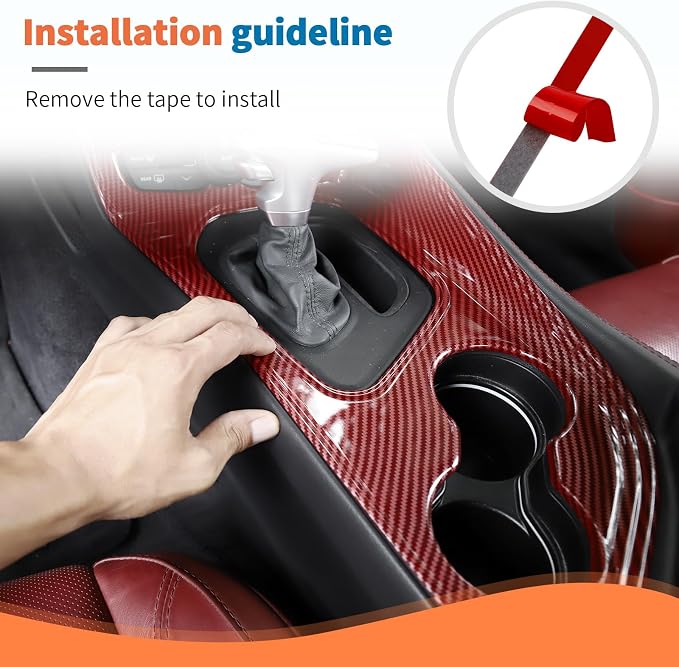 JeCar Red Carbon Fiber Interior Trim Kit Overlay for 2015-2023 Dodge Challenger Interior Accessories, 2pcs