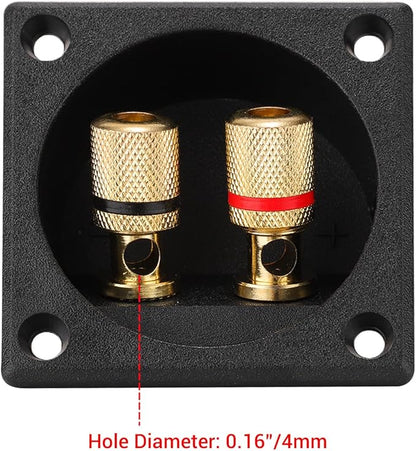 Facmogu 2PCS 2.2 Inch Square 2-Way Speaker Box Terminal Cup with Banana Plugs, Screw Type Binding Post Subwoofer Box Speaker Terminal Plates for DIY Home Car Stereo Subwoofer