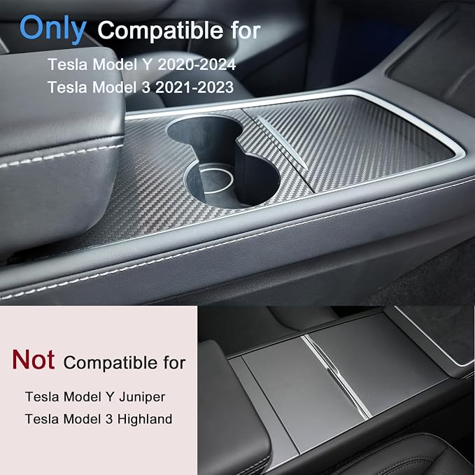 Farmogo Center Console Carbon Fiber Wrap Kit for Tesla Model Y 2020-2024 & Model 3 2021-2023 2PCS Center Console Cover Interior Decoration Wrap Kit for Tesla Model Y/3 Accessories (Matte Carbon Fiber)
