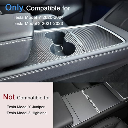 Farmogo Center Console Carbon Fiber Wrap Kit for Tesla Model Y 2020-2024 & Model 3 2021-2023 2PCS Center Console Cover Interior Decoration Wrap Kit for Tesla Model Y/3 Accessories (Matte Carbon Fiber)