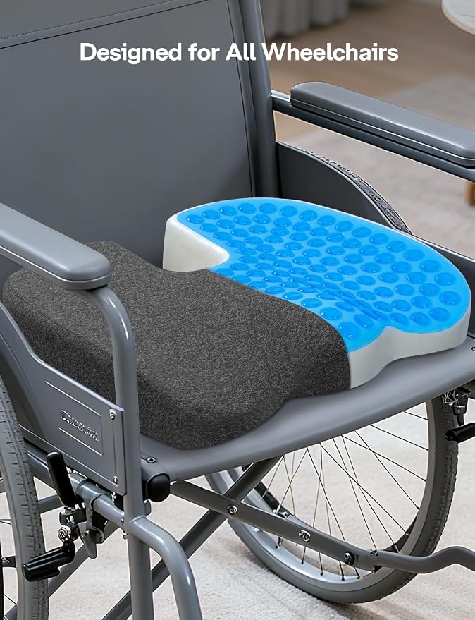 Medisana Gel Wheelchair Cushions for Pain Relief，GC 150B Seat Cushion for Tailbone, Sciatica, Back & Hip Support, Ergonomic Office Chair Cushion for Office, Car Seat & Wheelchair (Black-19×16"×2.8")