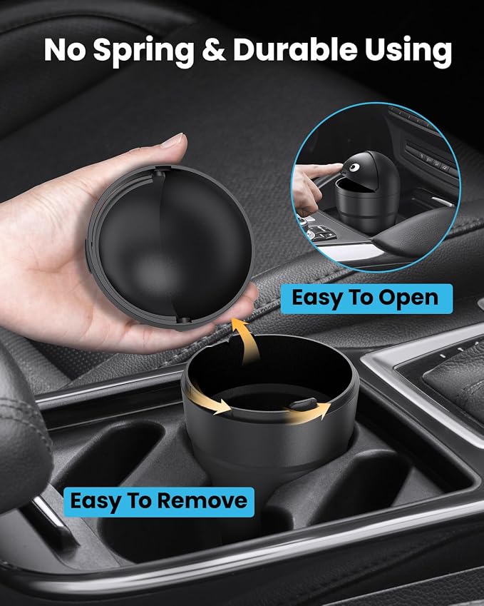 Mini Car Trash Can Cupholder with Lid for Women Cute Looking, 520ML Small Car Garbage Can for Cup Holder Side Door Storage Solid Liquid Waste Without Leakage