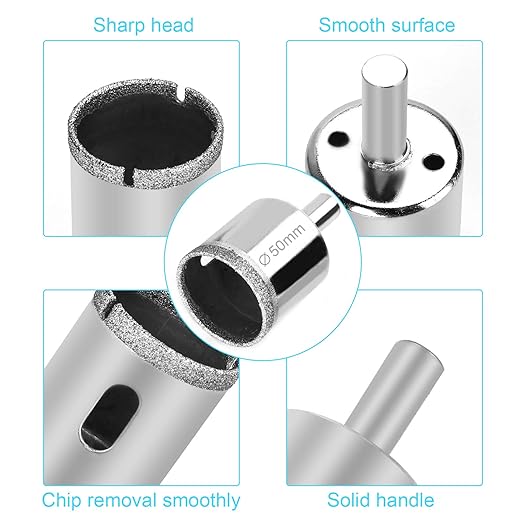 15 Pcs Diamond Drill Bits for Ceramic, Diamond Hole Saw Drill Bit Set Kit, Premium Glass Drill Bit for Bottles,Pots, Marble, Granite Stone, Tile Cutting 0.23 Inch - 2 Inch（6mm - 50mm） YLYL
