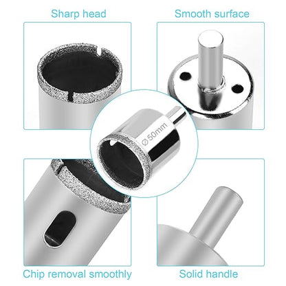 15 Pcs Diamond Drill Bits for Ceramic, Diamond Hole Saw Drill Bit Set Kit, Premium Glass Drill Bit for Bottles,Pots, Marble, Granite Stone, Tile Cutting 0.23 Inch - 2 Inch（6mm - 50mm） YLYL