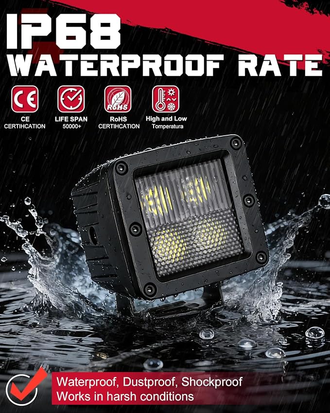 OFFROADTOWN LED Cubes, 3 Inch 80W CREE LED Pods Offroad Fog Lights Driving Ditch Backup Reverse Light for for Trucks UTV SUV ATV Motorcycle Pickup Boat - 2Pcs Driving Combo Beam