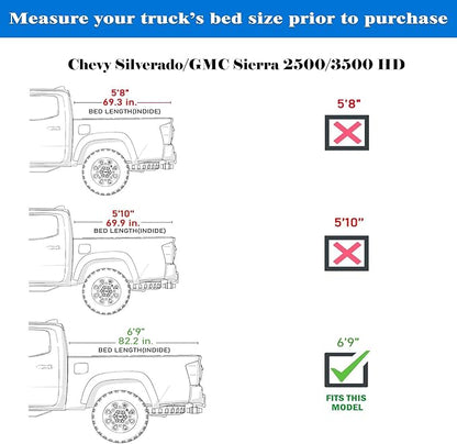 Toptiny Low Profile Flip Up Truck Bed Tonneau Cover Fits 2020-2026 Chevy/GMC Silverado/Sierra 2500/3500 HD New Body Style 6.9FT Bed (82.2")