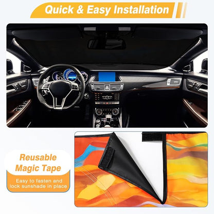 Windshield Sun Shade - Windshield Sun Shade Foldable, Car Sun Shade Windshield Keeps Interior Cool, Foldable Sunshade for Car Windshield with Storage Bag for Cars, SUVs, 55'' x 32''