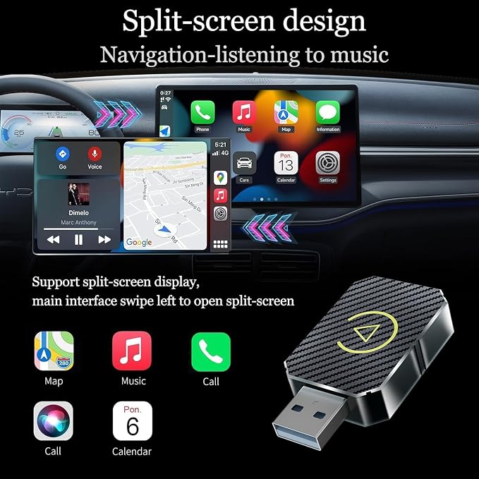 Car Wireless CarPlay Adapter for Cadillac CTS-V 2011 2012 2013 2014 2015, Dual-System Automotive, Vehicle CarPlay,C