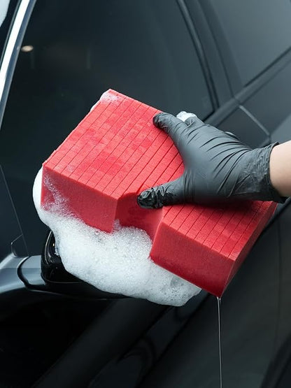 Car Wash Sponge, SPTA 3 Pack Big Red Sponge, Scratch-Free Car Cleaning Sponge, Durable Cross Cut Grid Sponge for Auto Multi Use Cleaning Washing Surfaces