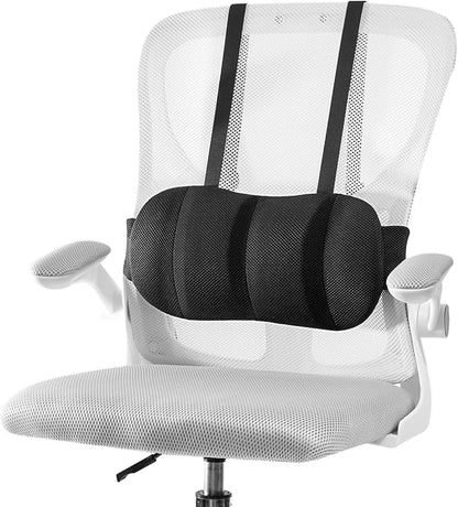Lumbar Support Pillow for Office Chair and Car,Back Support for Office Chair Cushion,Adjustable Straps Securely Fixed Car Lumbar Support Pillow (Black, for Office Chiar)