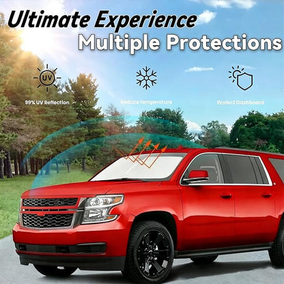 Windshield Sun Shade for Chevy Suburban 2015-2020 Accessories, Car Front Window Sun Visor & Heat Shield | 240T Sunshade Protection Blocks UV Rays Keep Your Car Cooler