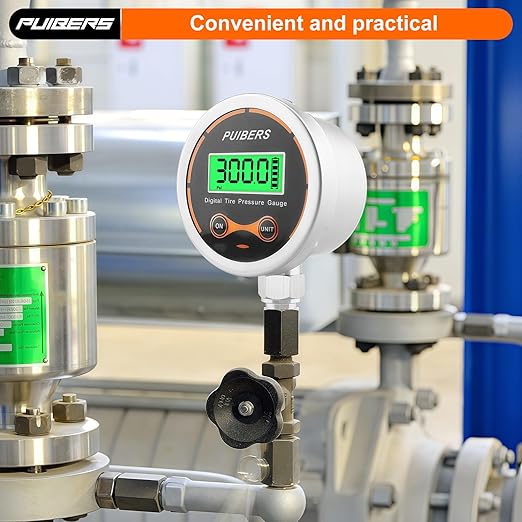 300 Psi Digital Water Pressure Gauge 1/4 NPT Lower Mount，Media Water, Air or Oil Pressure Gauge 304 Stainless ±0.25% Accuracy,Suitable for Home Water Pipe, HVAC,Air Pressure Measuring