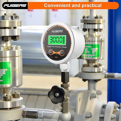 300 Psi Digital Water Pressure Gauge 1/4 NPT Lower Mount，Media Water, Air or Oil Pressure Gauge 304 Stainless ±0.25% Accuracy,Suitable for Home Water Pipe, HVAC,Air Pressure Measuring