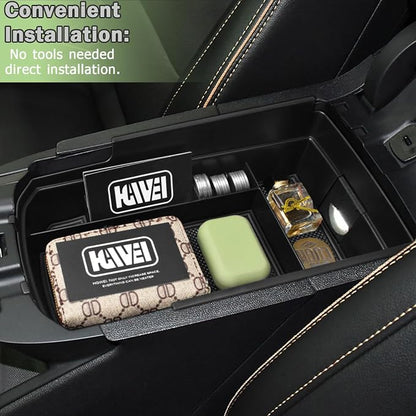 HGWEI Center Console Organizer Compatible with GMC Terrain 2018-2024 Interior Accessories Terrain SL/SLE/SLT/AT4/Denali Middle Insert Tray Armrest Storage Box with Coin Holder (NOT FOR 2025-2026)Black