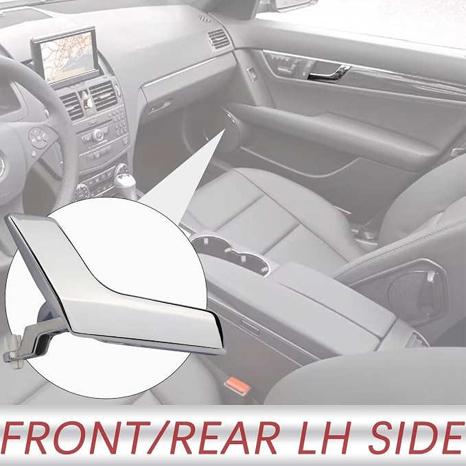 Metal Interior Door Handle Repair Kit (Chrome) | Compatible with Mercedes Benz W204 X204 C230 C250 C280 C300 C350 C63 GLK250 GLK280 GLK300 | Inside Inner Front or Rear Left Driver Side Door Lever