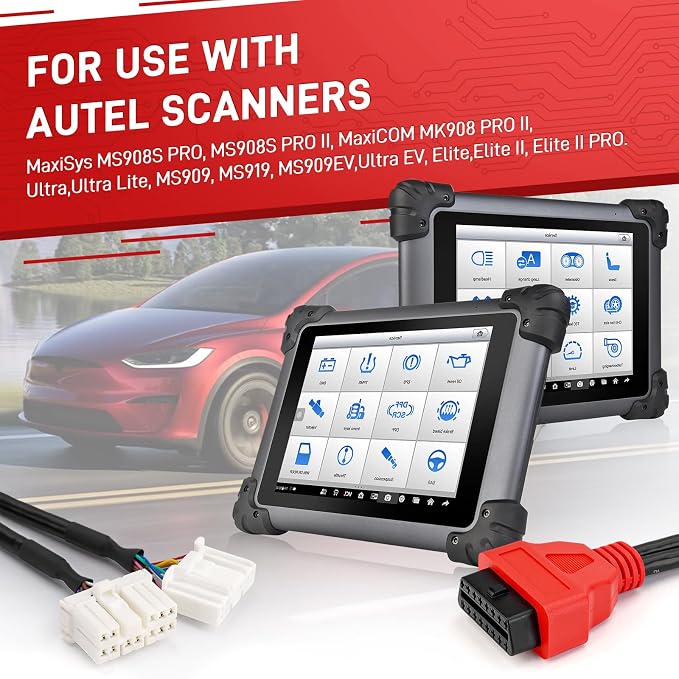 TCAN003 Splitter Diagnostic Cable Adapter for Tesla Model 3, Y, S, X,OBD2 Connector Work Scanner for MaxiSys Ultra Elite II PRO MS909,20 Pin+12 Pin to 16 Pin OBDII Adapter (2-in-1 12pin+20pin)