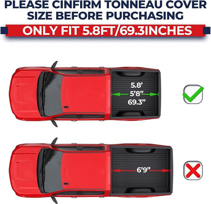 MOSTPLUS Quad Fold Soft Truck Bed Tonneau Cover Compatible for 2004 2005 2006 2007 Chevrolet Chevy Silverado/GMC Sierra 1500 Fleetside 5.8 FT On Top